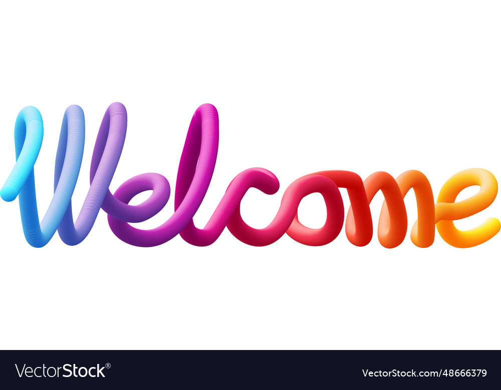 Welcome fluid 3d twist text made of blended Vector Image