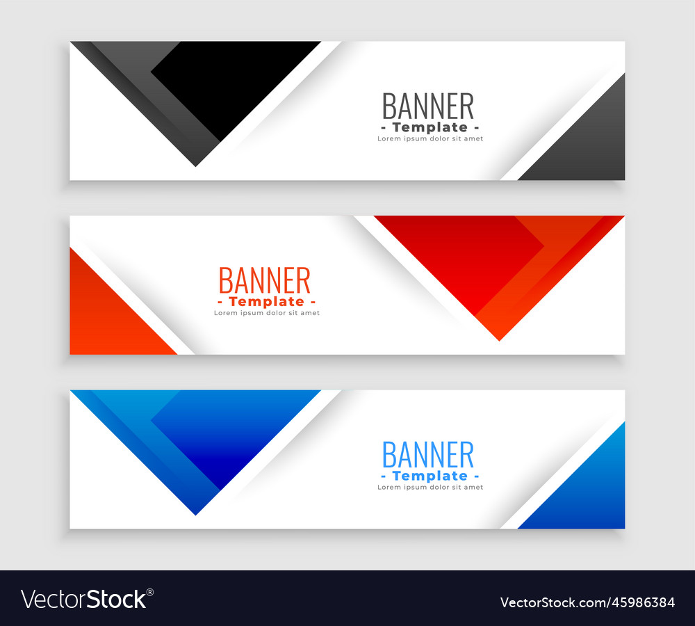 Abstract set of modern banners in triangle shapes