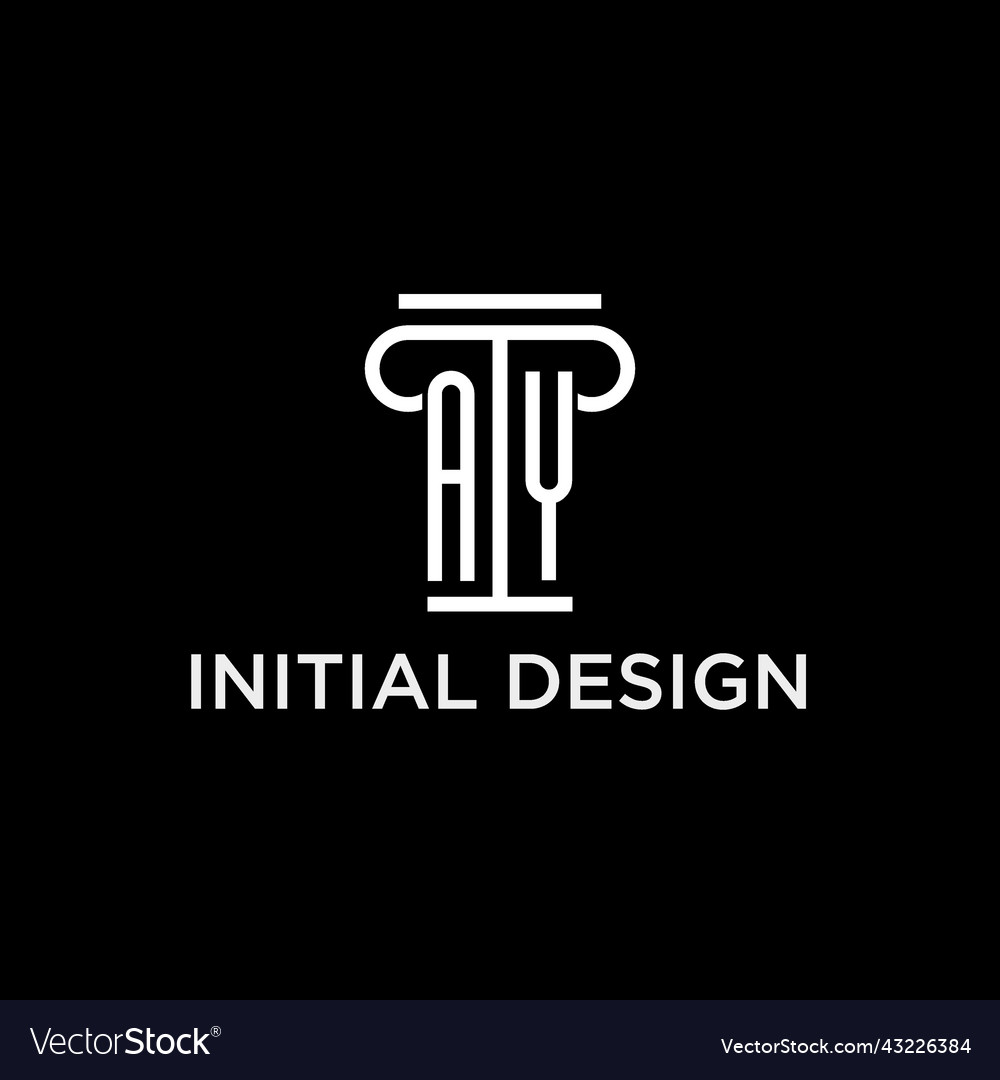 Ay monogram initial logo with pillar shape icon