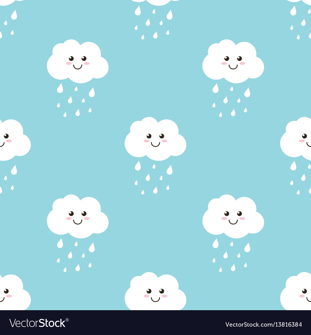 Clouds with water drops rain seamless pattern Vector Image