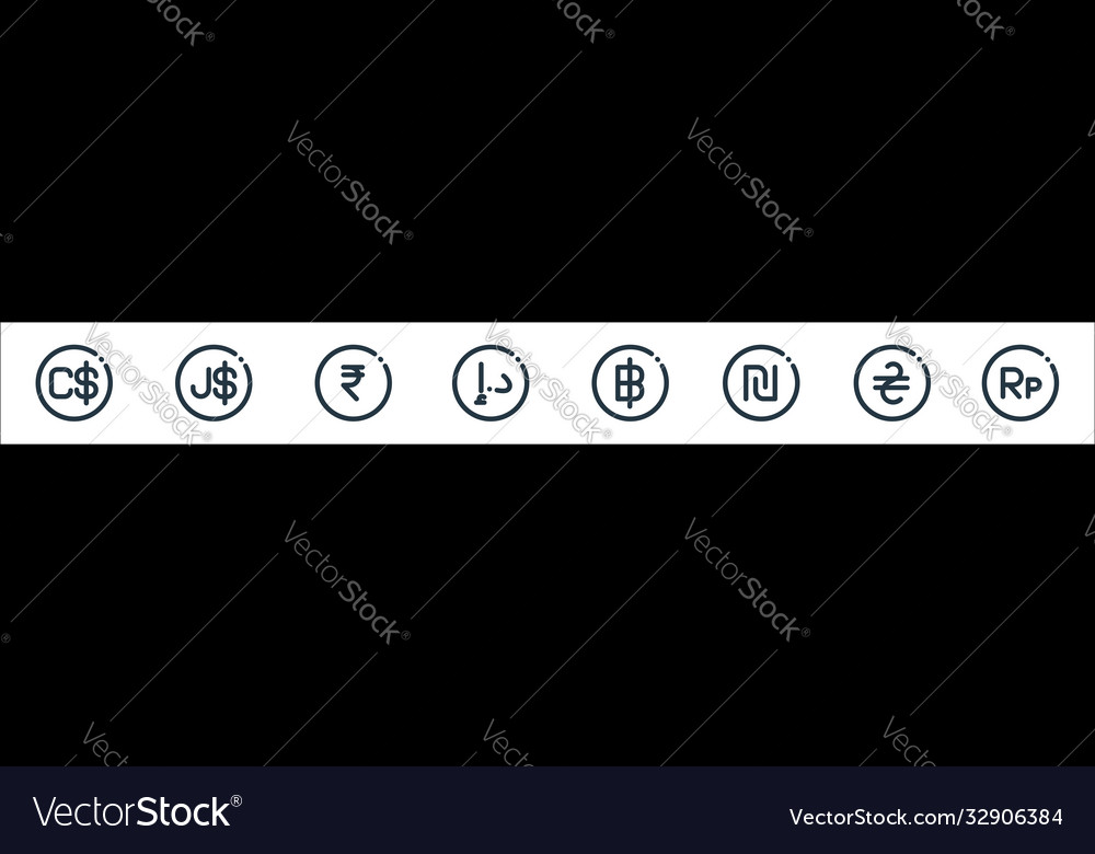 Currency line icons linear set quality