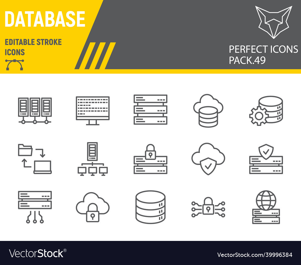 Database line icon set Royalty Free Vector Image