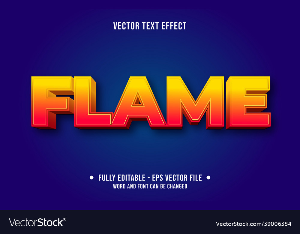 Editable text effect gradient style flame vector image Editable text effect gradient style flame