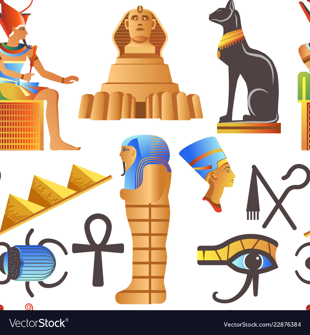 Egypt and egyptian mythological signs seamless Vector Image