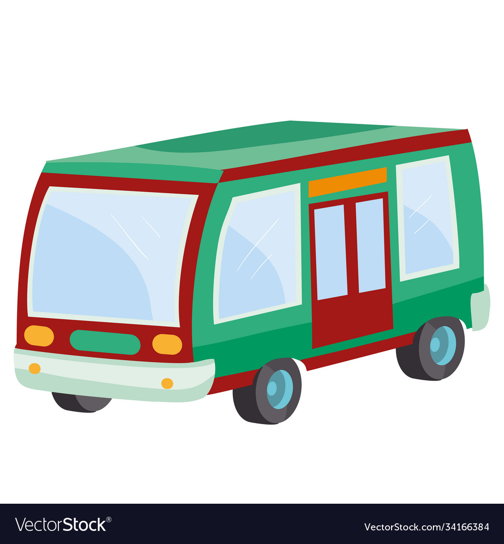 Green bus cartoon isolated object on white Vector Image