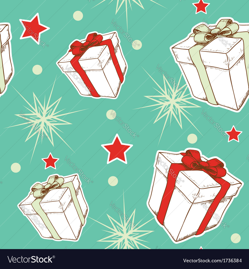 Green seamless pattern with christmas gifts Vector Image