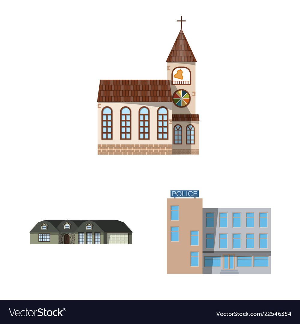 Isolated object of building and front icon set Vector Image Isolated object of building and front icon set