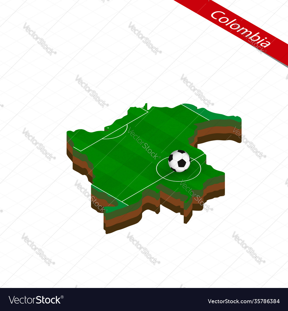 Isometric map colombia with soccer field