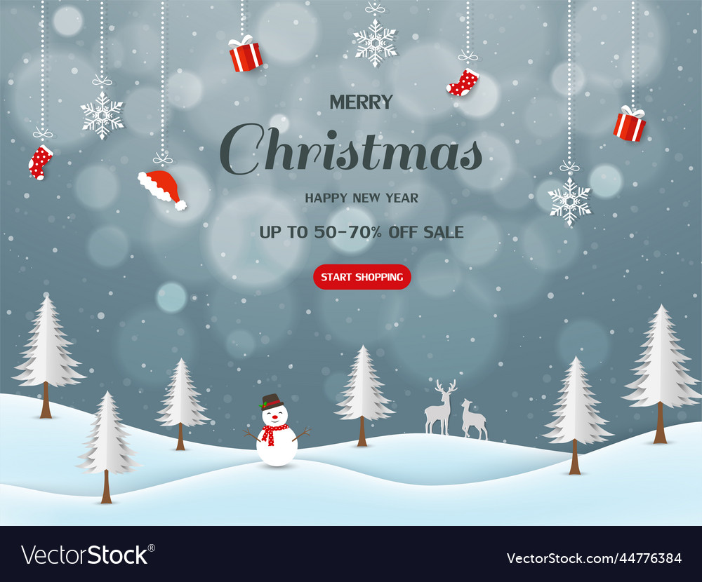 Merry christmas and happy new year sale banner vector image Merry christmas and happy new year sale banner