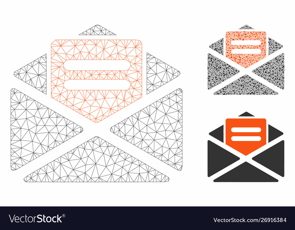 Open mail mesh network model and triangle vector image Open mail mesh network model and triangle