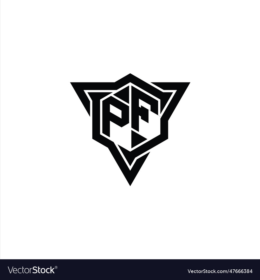 Pf logo monogram hexagon shape with triangle