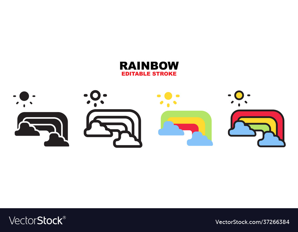Rainbow icon set with different styles editable