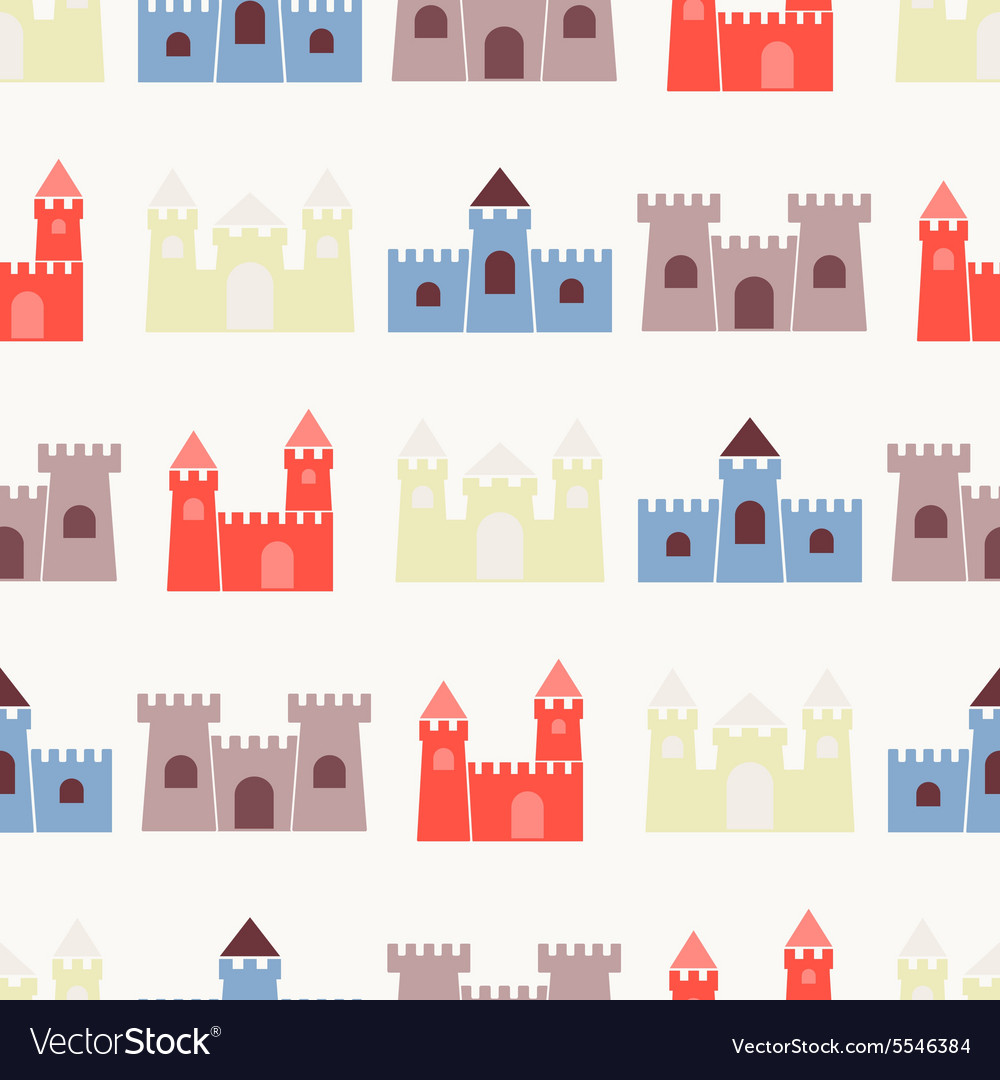 Seamless background with different castles