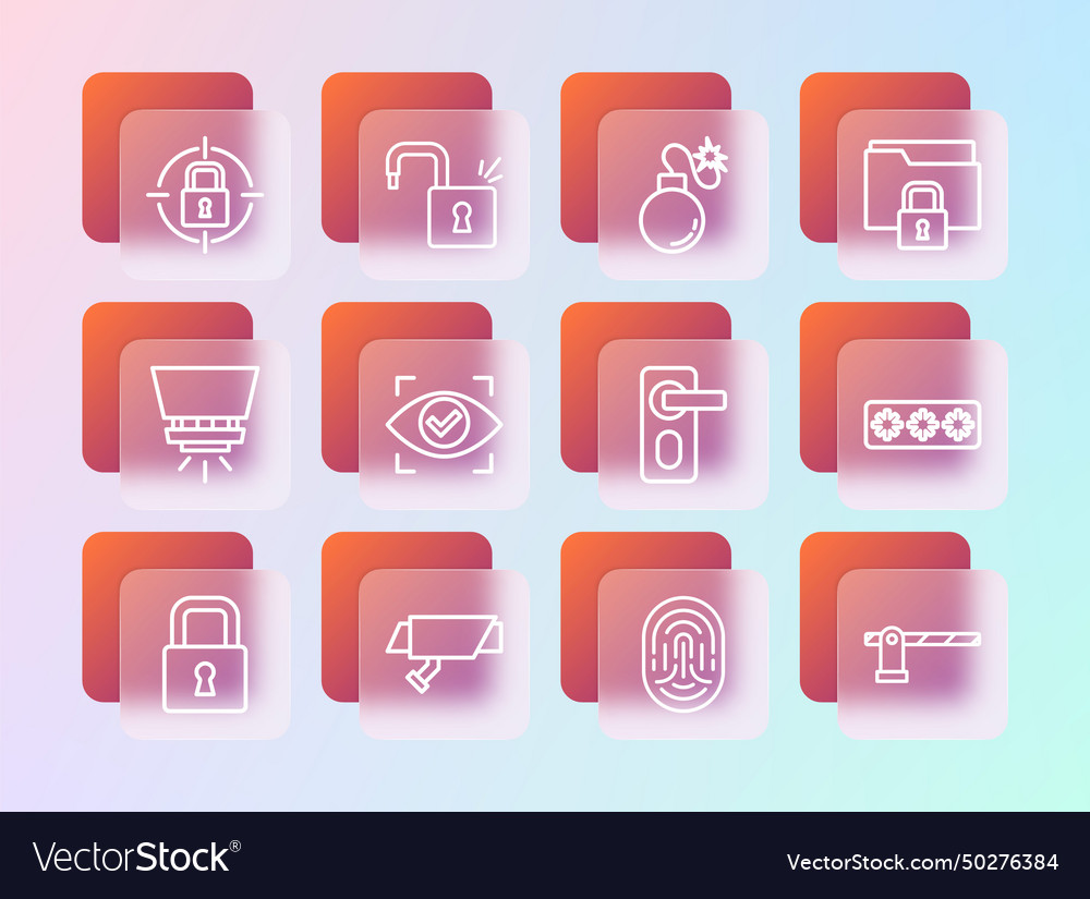 Set line folder and lock security camera vector image Set line folder and lock security camera