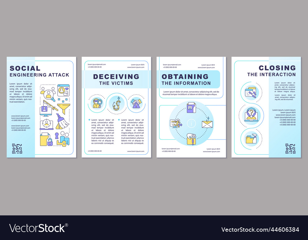 Social engineering attack blue brochure template