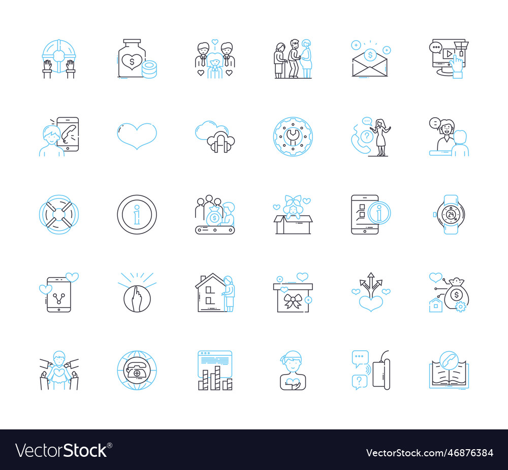 Support linear icons set assistance help vector image Support linear icons set assistance help