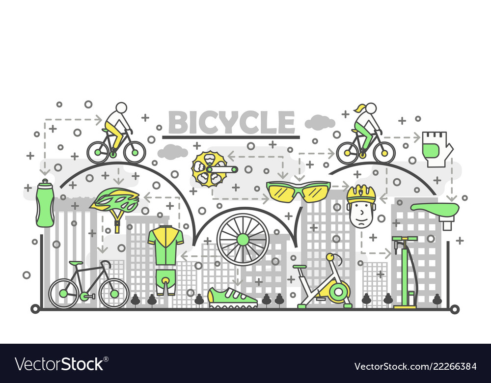 Thin line art bike poster banner template