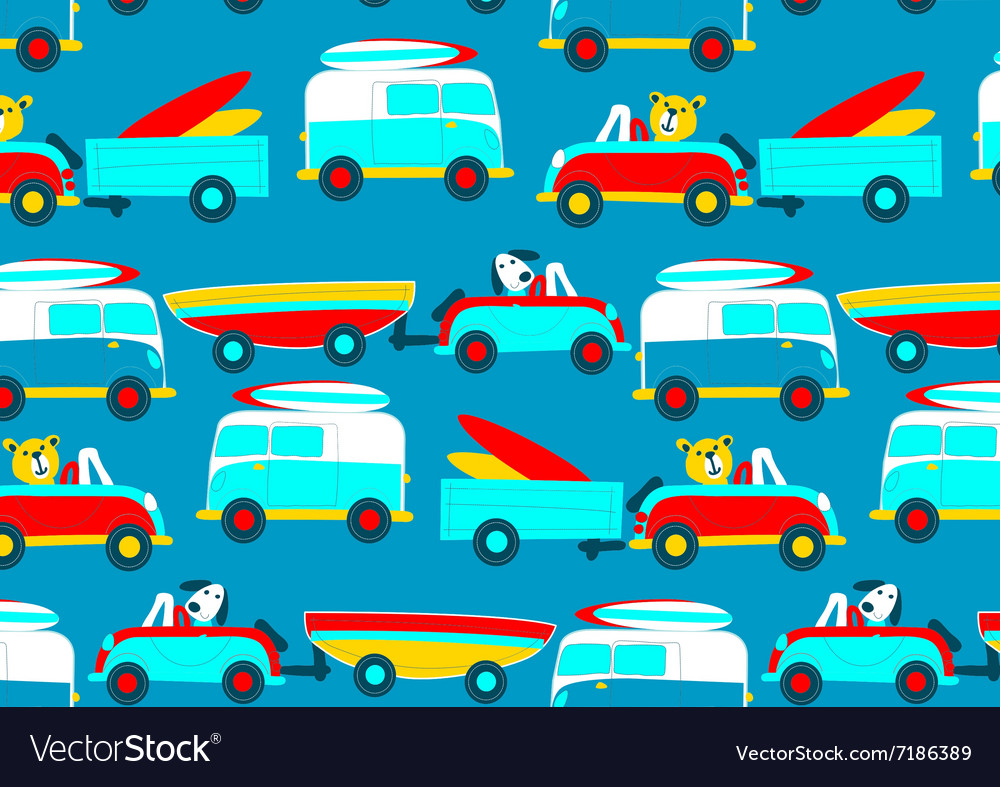 Animals driving to the beach beep repeat Vector Image