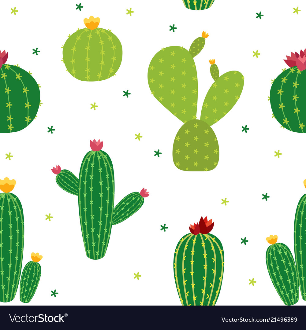 Cactus icon collection seamless pattern background Vector Image Cactus icon collection seamless pattern background