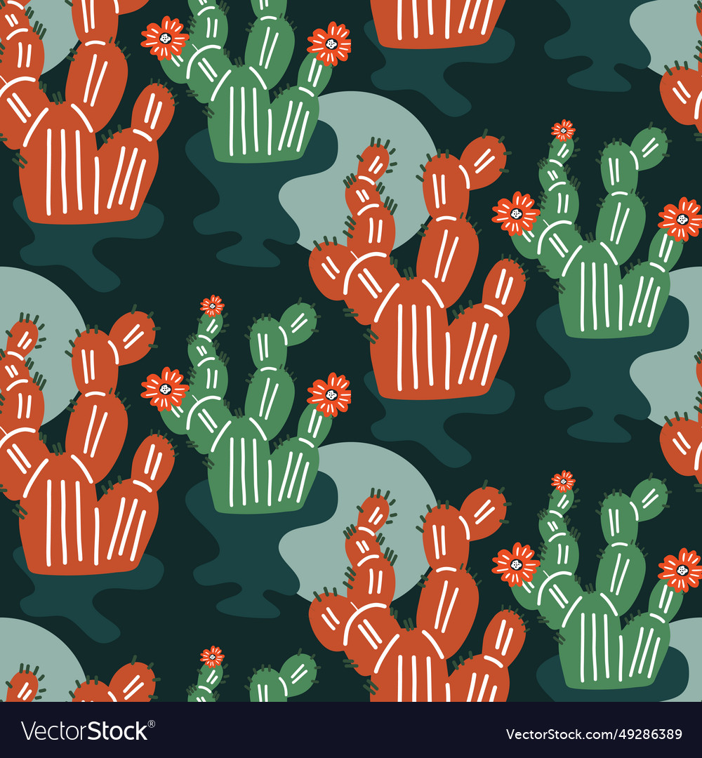 Drawing of seamless texture cactus