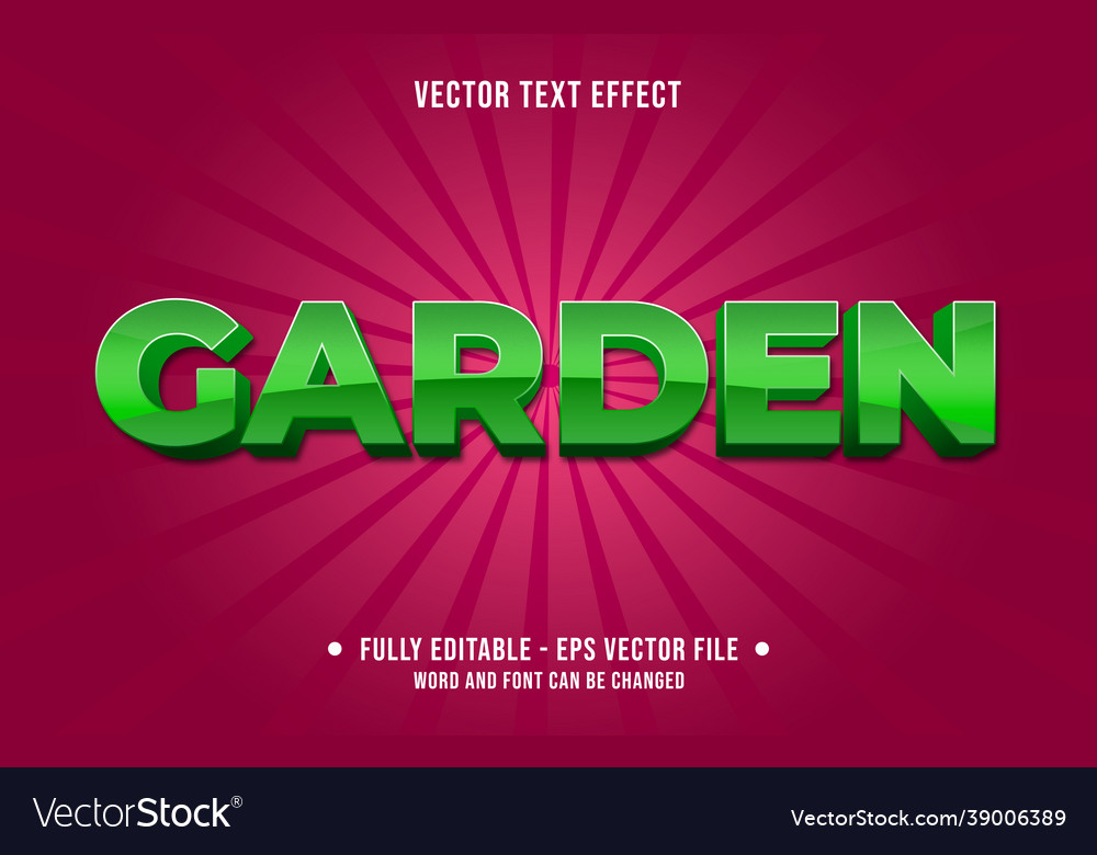 Editable text effect gradient garden with green