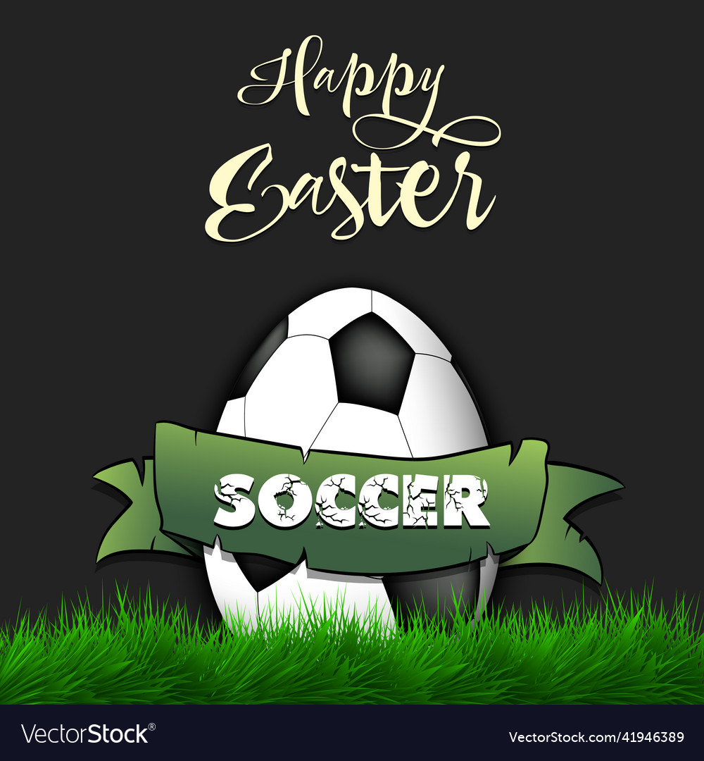 Happy easter egg in the form of a soccer ball Vector Image