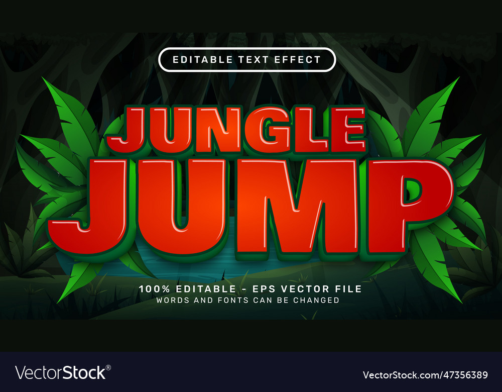 Jungle jump 3d text effect and editable vector image Jungle jump 3d text effect and editable