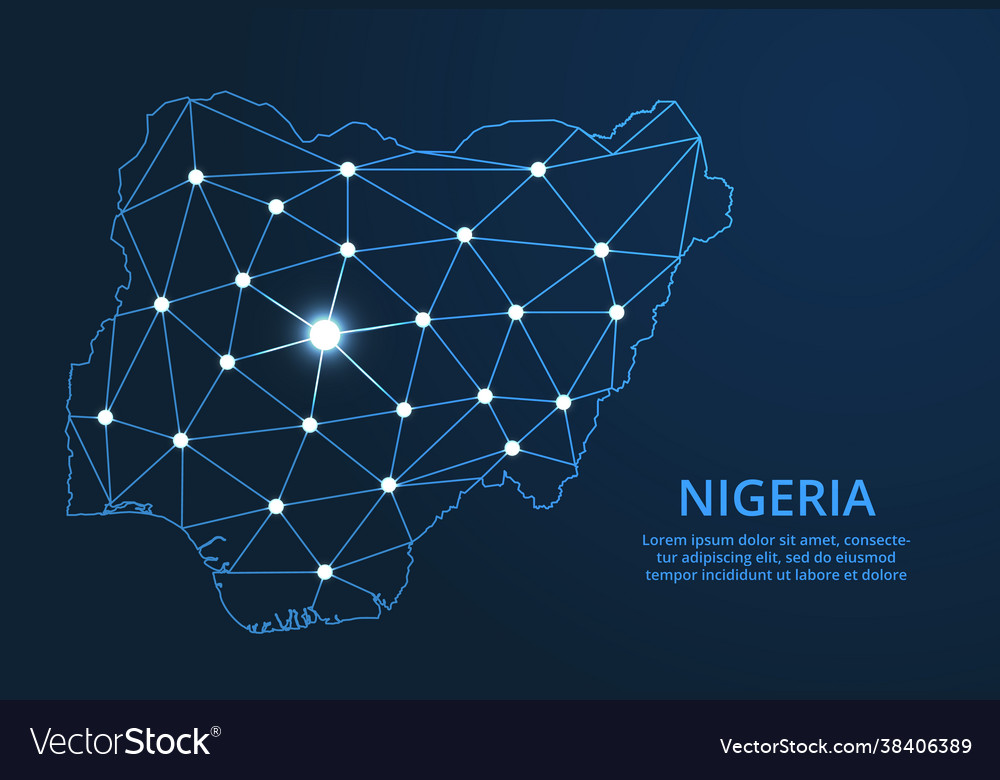 Nigeria communication network map low poly image Vector Image