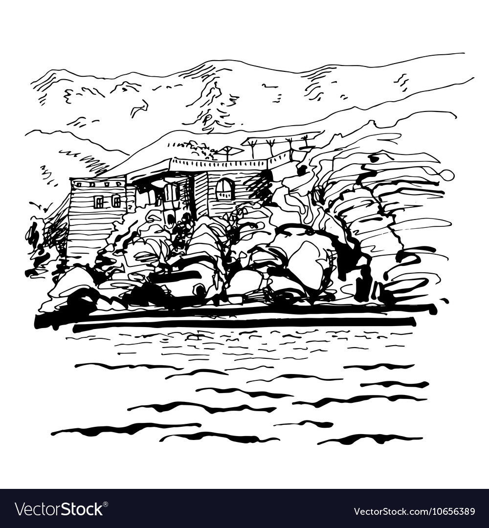 Original Black And White Sketch Drawing Of Sveti Vector Image