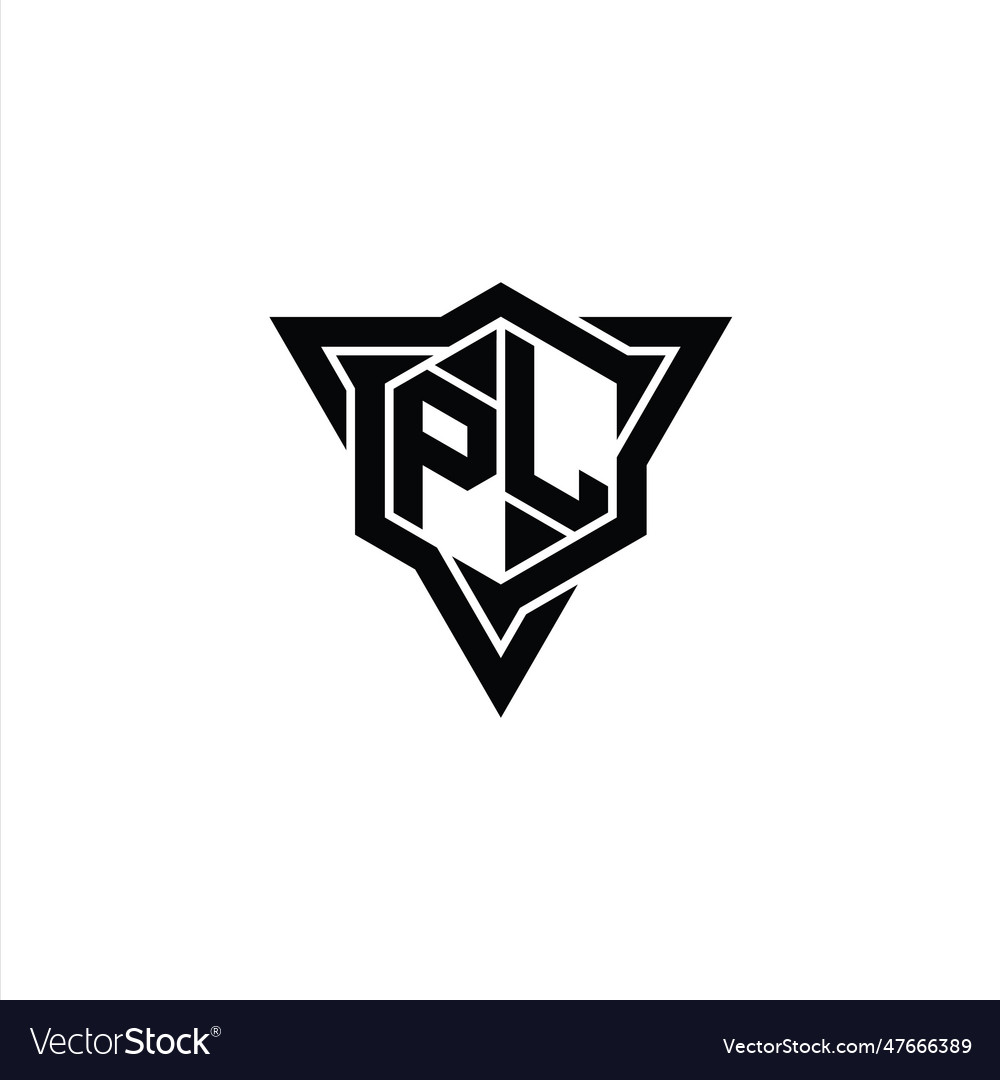 Pl logo monogram hexagon shape with triangle