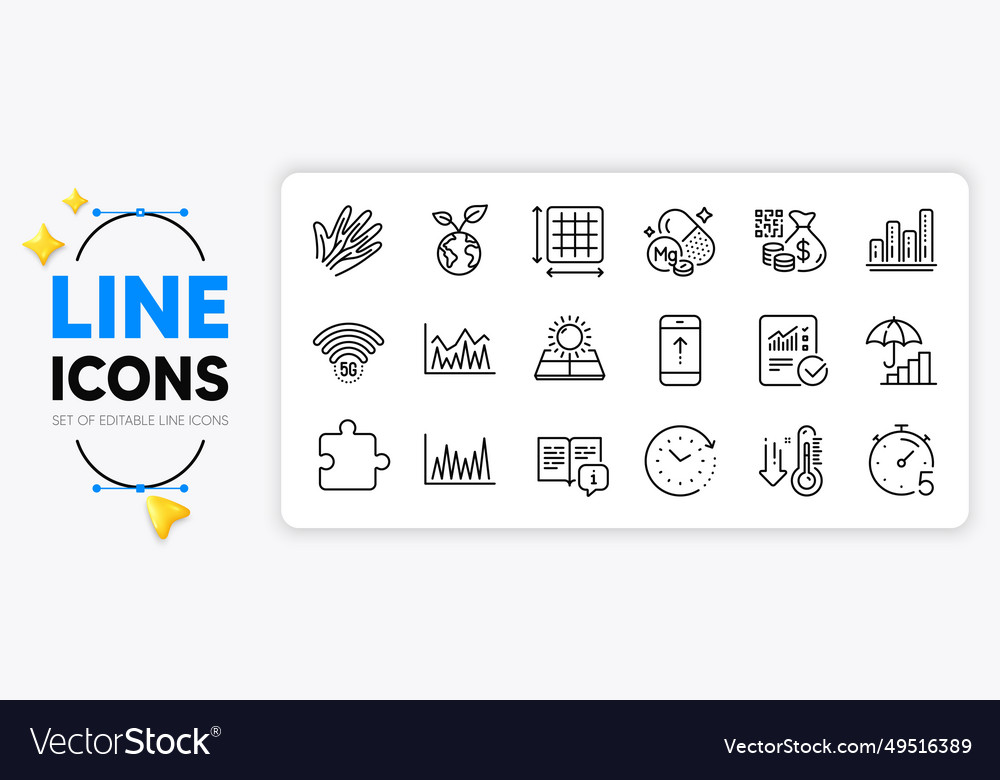 Puzzle qr code and timer line icons for web app vector image Puzzle qr code and timer line icons for web app