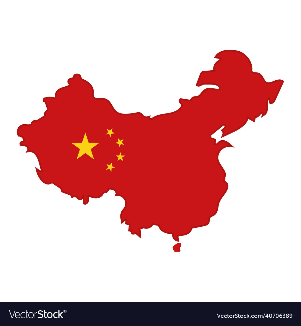 Red map and flag of china Royalty Free Vector Image