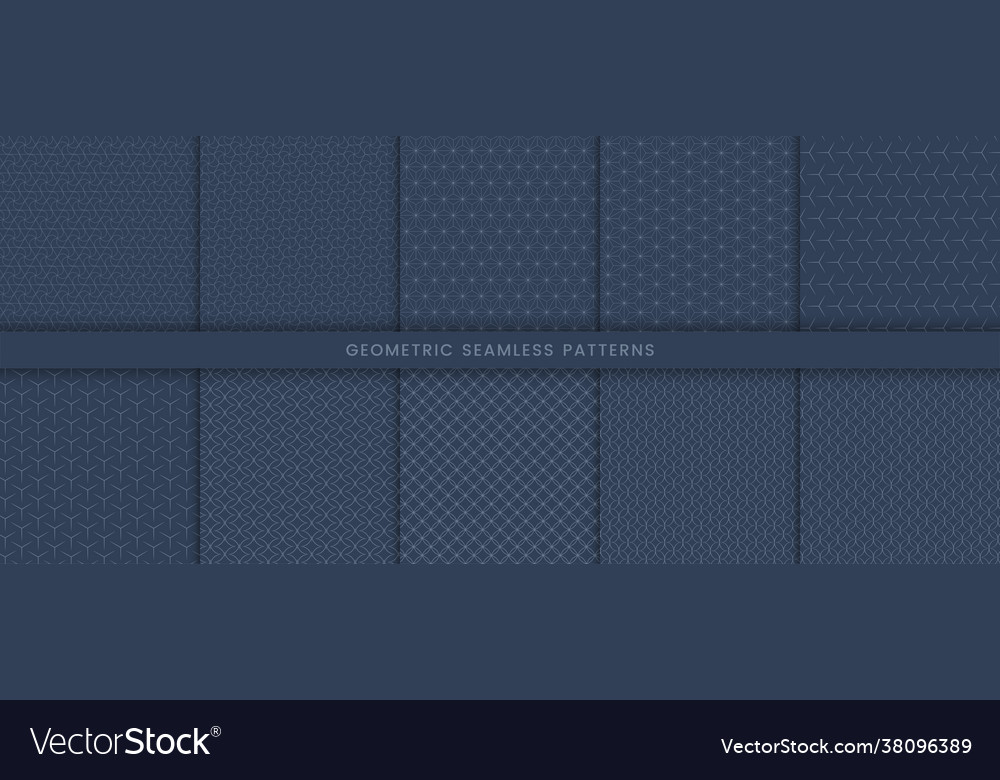 Set abstract lines geometric seamless pattern