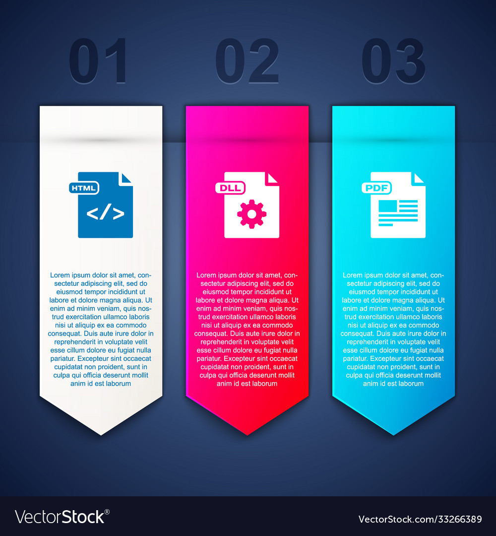 Set html file document dll and pdf business vector image Set html file document dll and pdf business