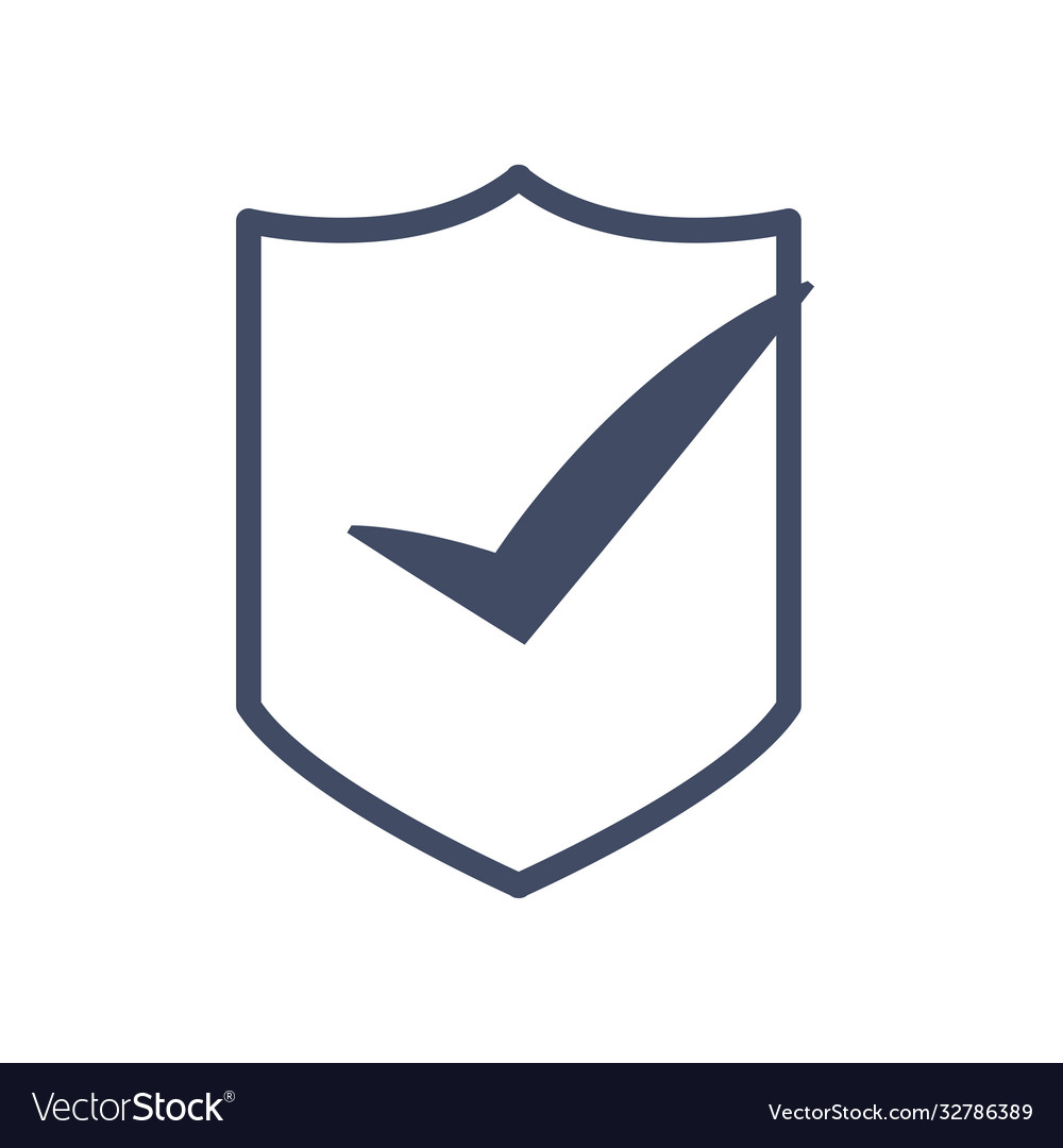Shield with check mark line style icon