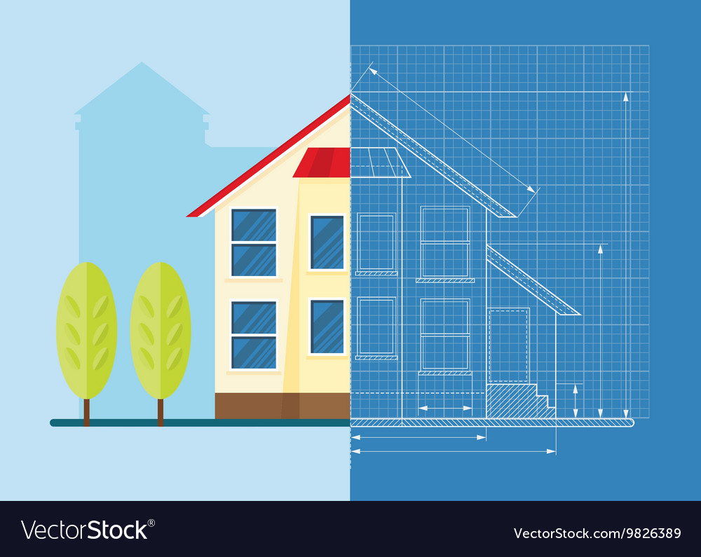 Technical drawing house Royalty Free Vector Image