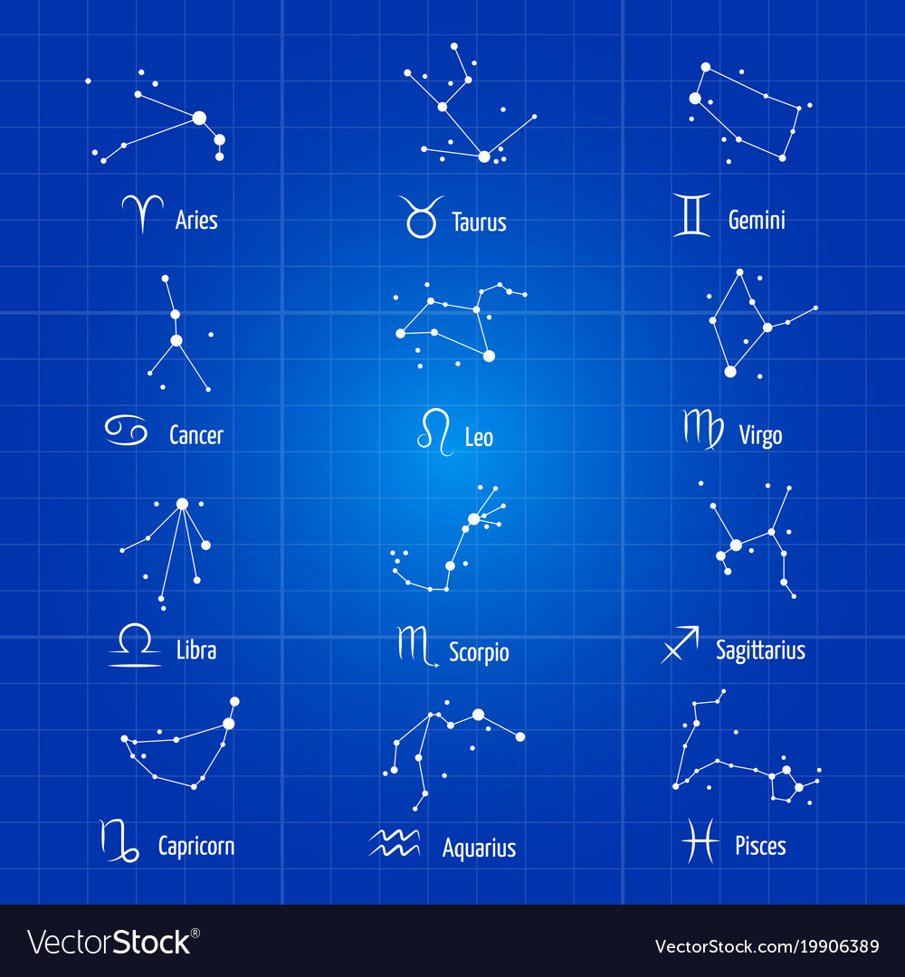 White zodiac signs horoscope symbols astrology Vector Image