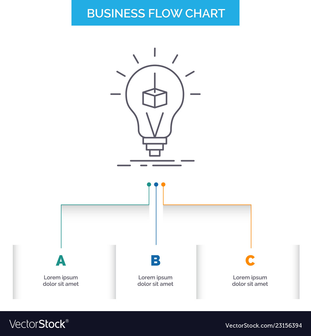 3d cube idea bulb printing box business flow vector image 3d cube idea bulb printing box business flow