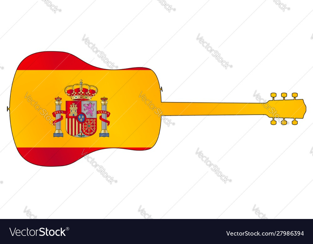 Akustische Gitarrensilhouette mit spanisch national vector image Akustische Gitarrensilhouette mit spanisch national