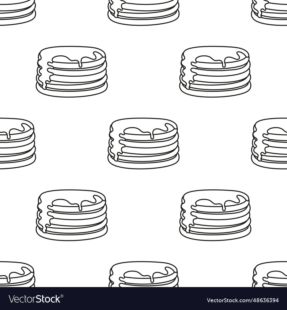 Cartoon seamless pattern of outline pancakes