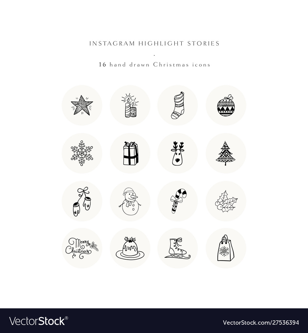 Christmas Instagram Story Highlight Icons Set Vector Image