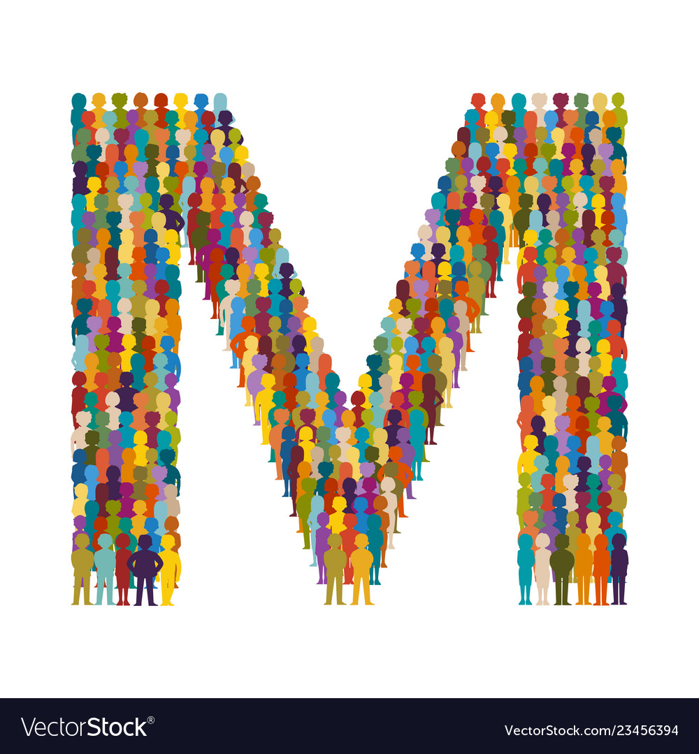 Crowd of people in form of capital letter m flat Vector Image