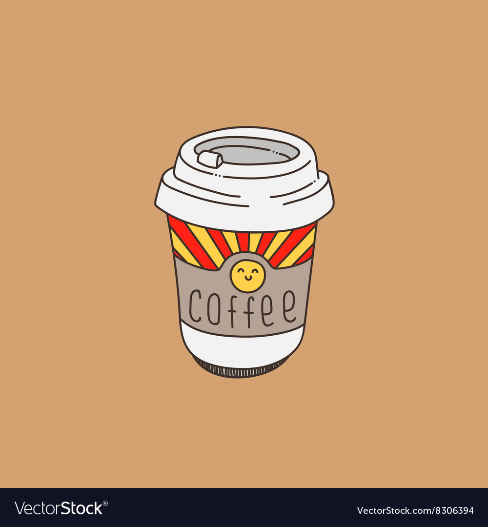 Download Cute coffee cup on cream-coloured background Vector Image