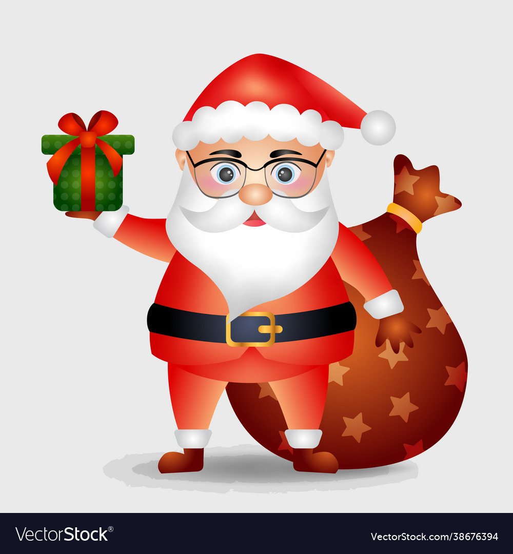 Cute santa clause with a sack gifts Royalty Free Vector