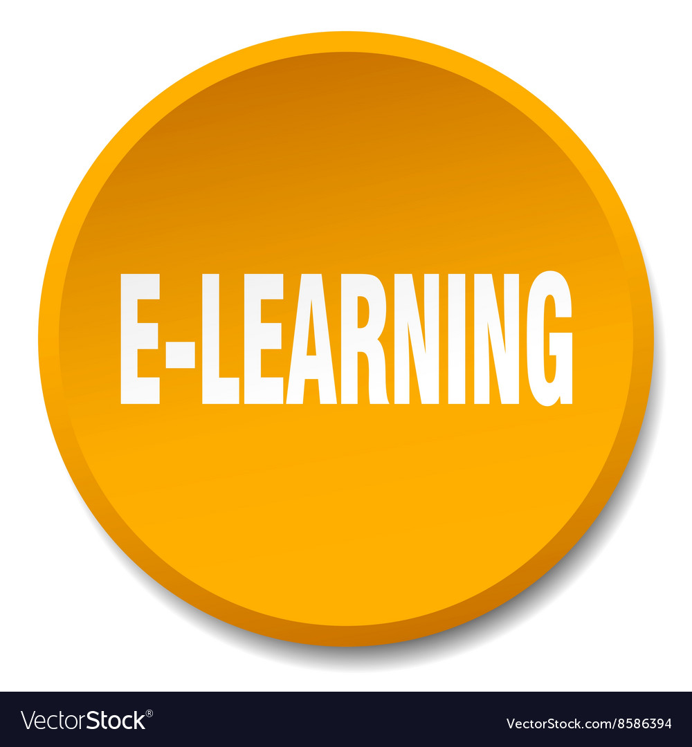 E-learning orange round flat isolated push button