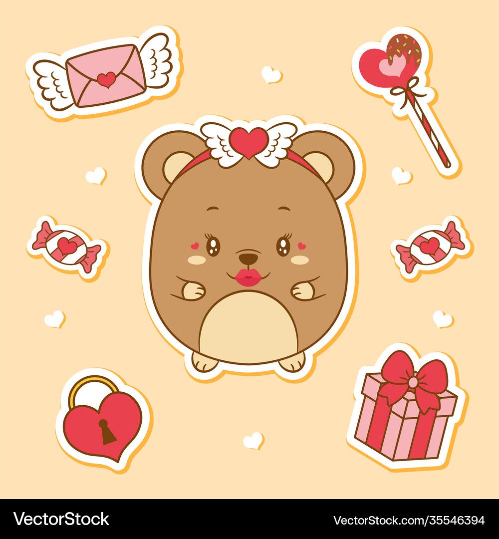 Happy valentines day cute teddy bear drawing Vector Image