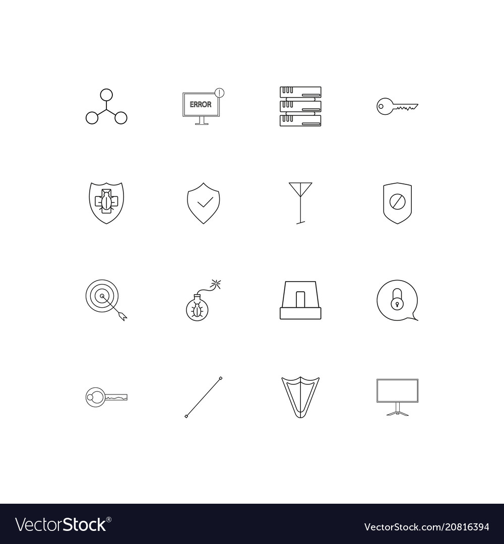 Internet security linear thin icons set outlined