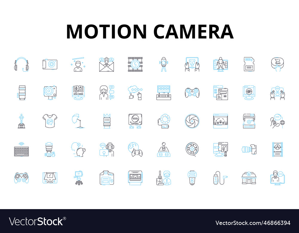 Motion camera linear icons set action adventure