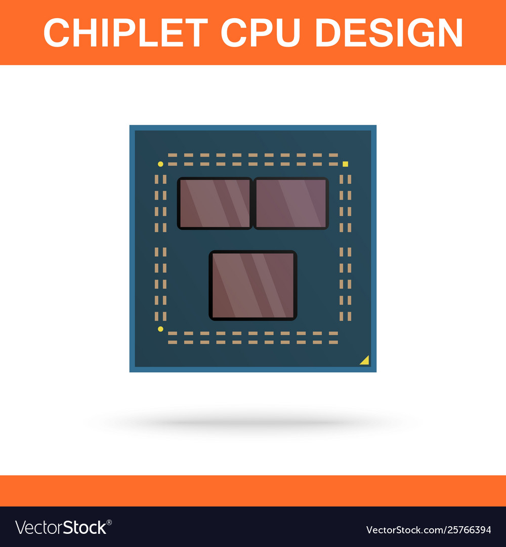 Realistic modern chiplet cpu design front view