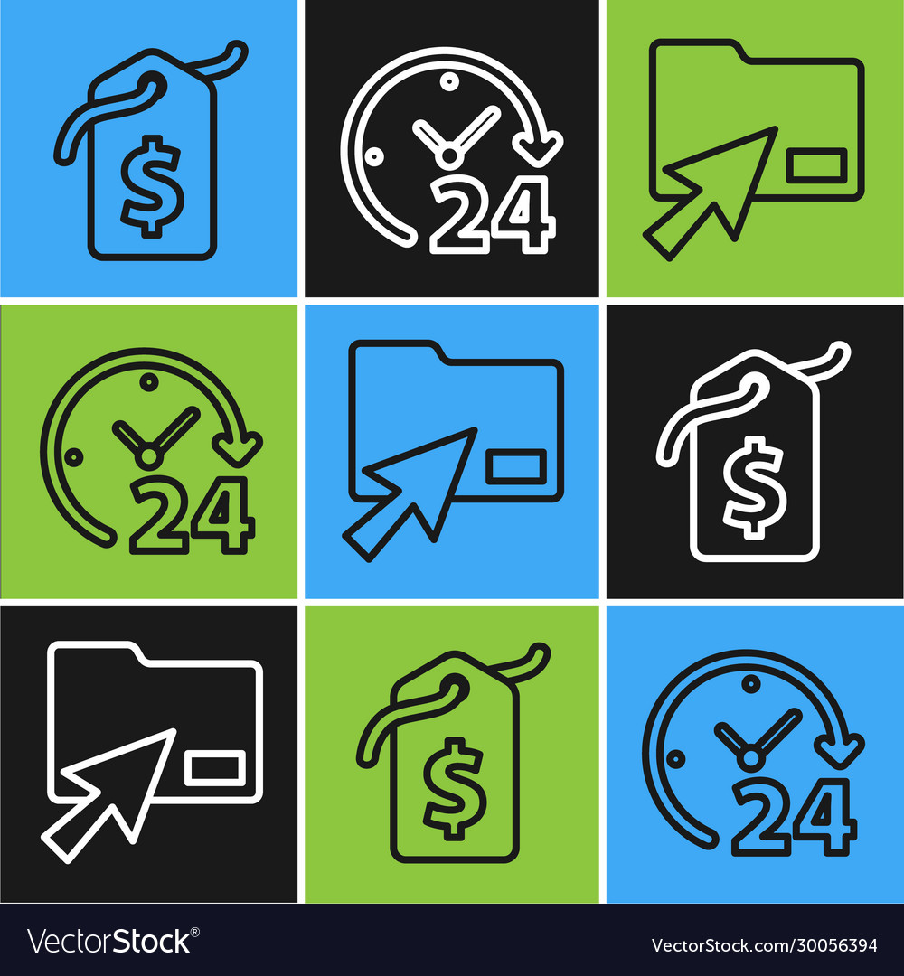 Set line price tag with dollar cursor click vector image Set line price tag with dollar cursor click